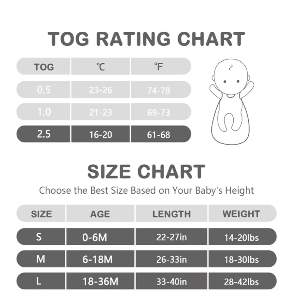 Baby Winter Sleep Sack (Grey,18-36 Months)Unisex Rayon‎ Made from Bamboo